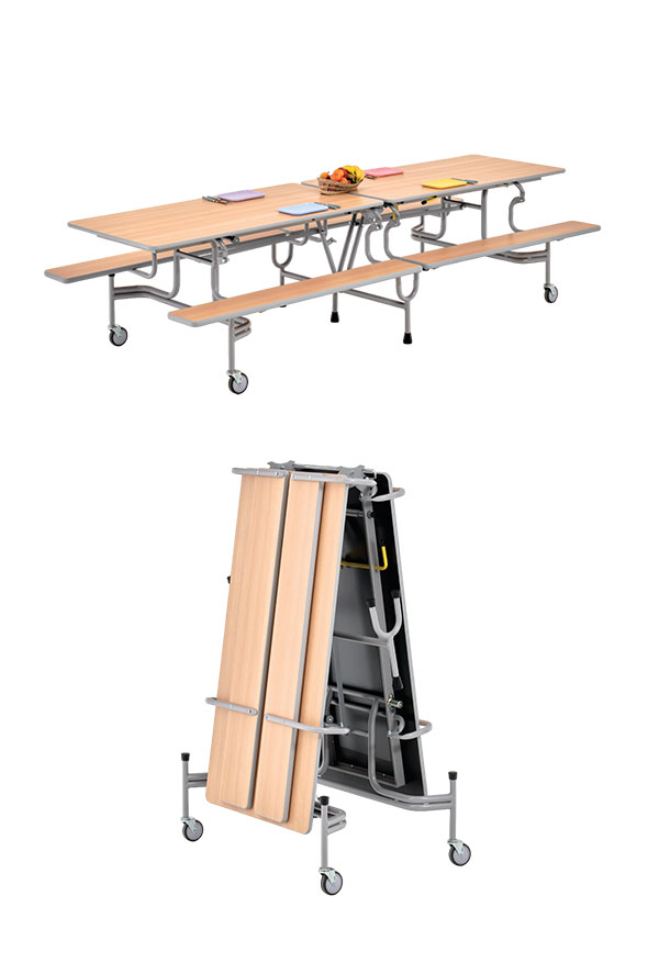 BY Bench Series für Schulen in Dortmund – platzsparende Bank-Tisch-Kombination