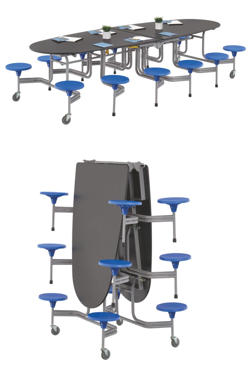 Communicator Table für Schulen in Dortmund – ovale Tisch-Sitzgruppe für gemeinsames Lernen und Essen