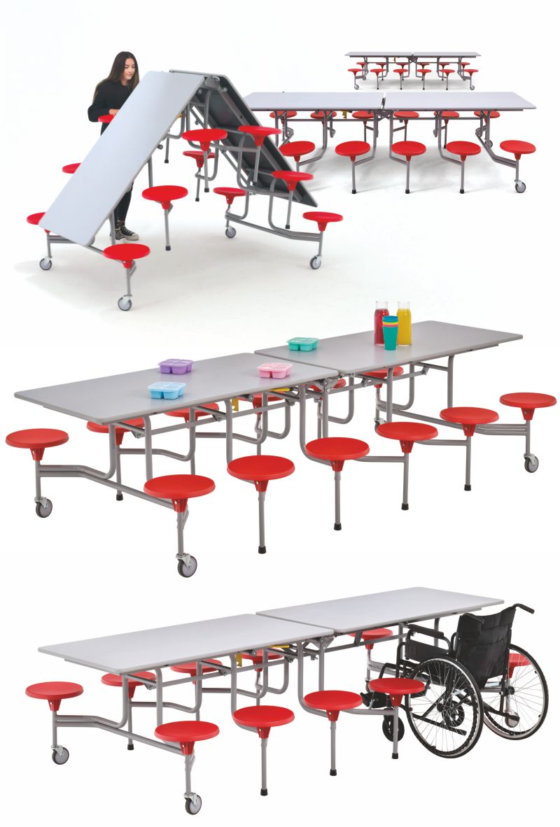 Senior Table für Schulen in Dortmund – klappbare Tisch-Sitzgruppe für Mensa und Mehrzweckraum